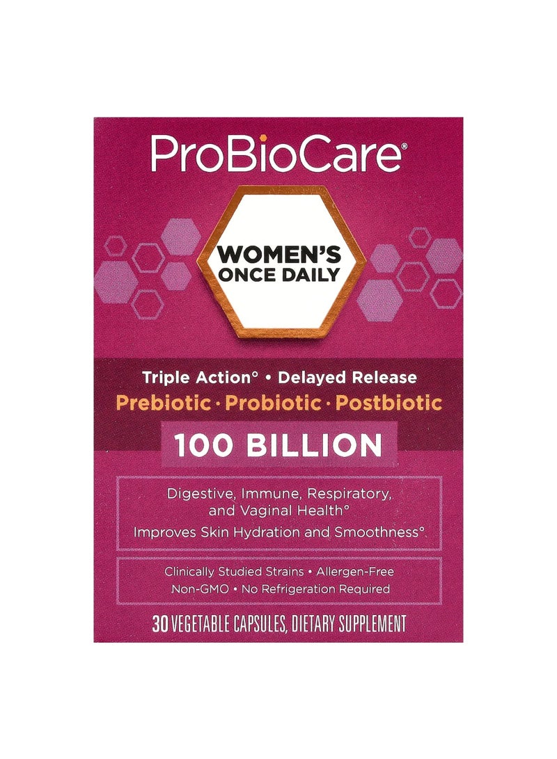 Women's Once Daily Probiotic, 100 Billion, 30 Vegetable Capsules